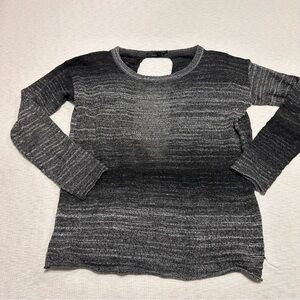 Prana Nightingale Women's Open Cross Back Ombre Gray Black White Sweater S Small